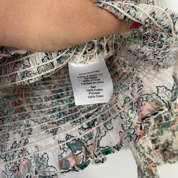 Veronica Beard $398 Kali Smocked Paisley Mock Neck Puff Sleeve Blouse Size‎ 4 - Picture 4 of 8